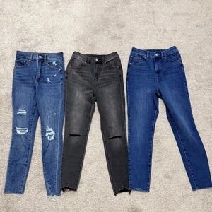 Express super high rise skinny jeans 3 pairs